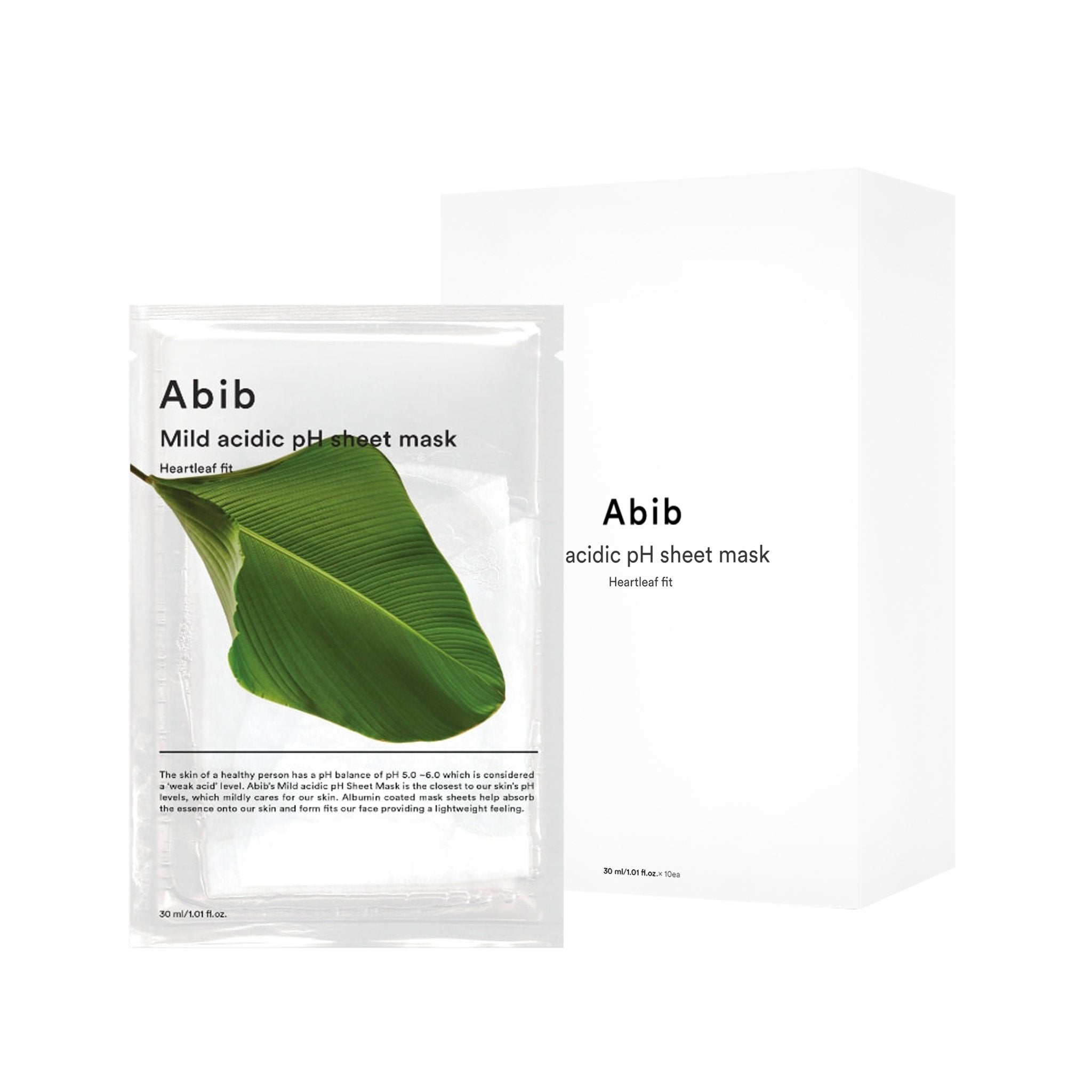 ABIB Mild acidic pH sheet mask Heartleaf fit 30mL (10 sheets) - K-Beauty In House