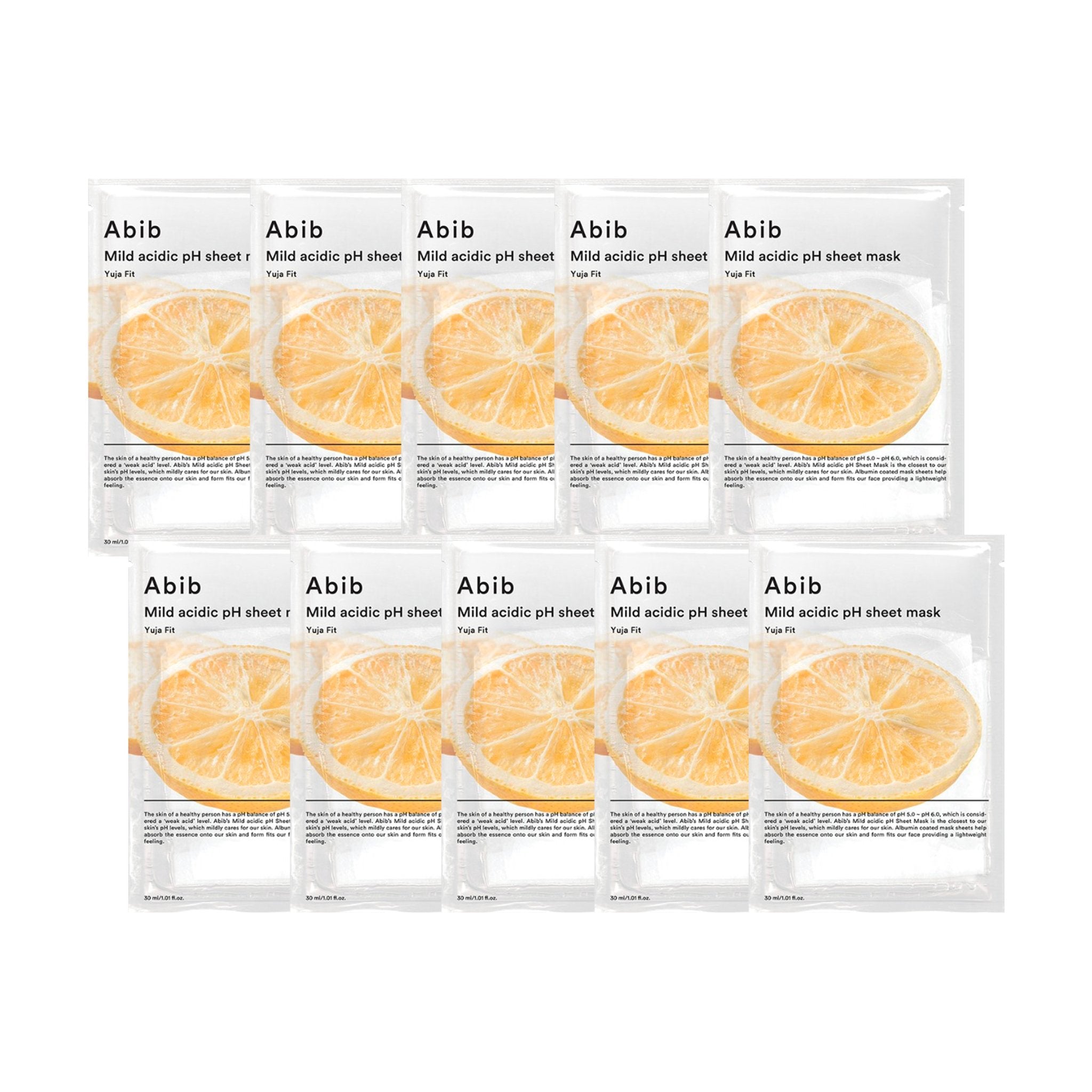 ABIB Mild acidic pH sheet mask Yuja fit 30mL (10 sheets) - K-Beauty In House