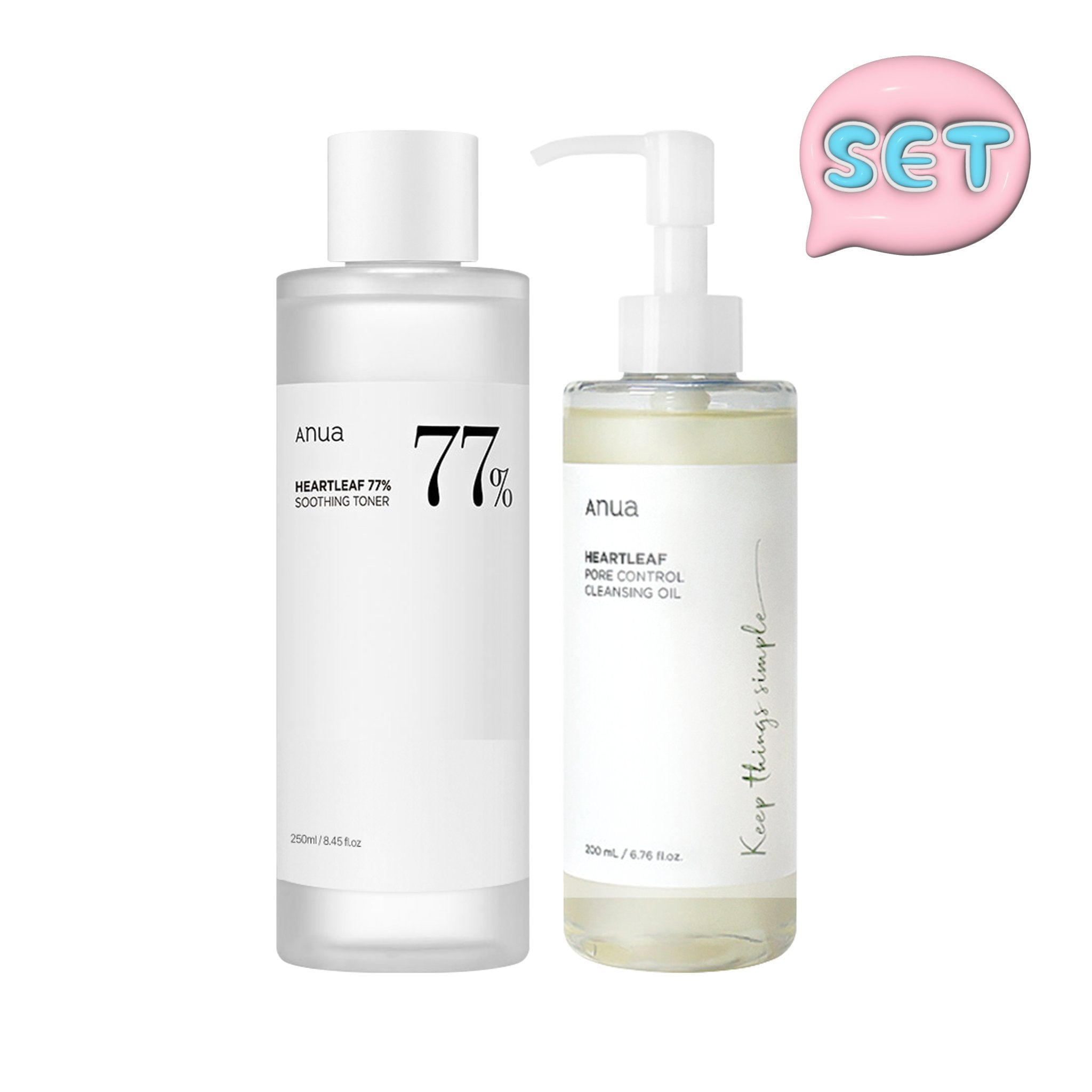 ANUA Heartleaf Soothing 77% Toner & Cleansing Oil SET - K-Beauty In House