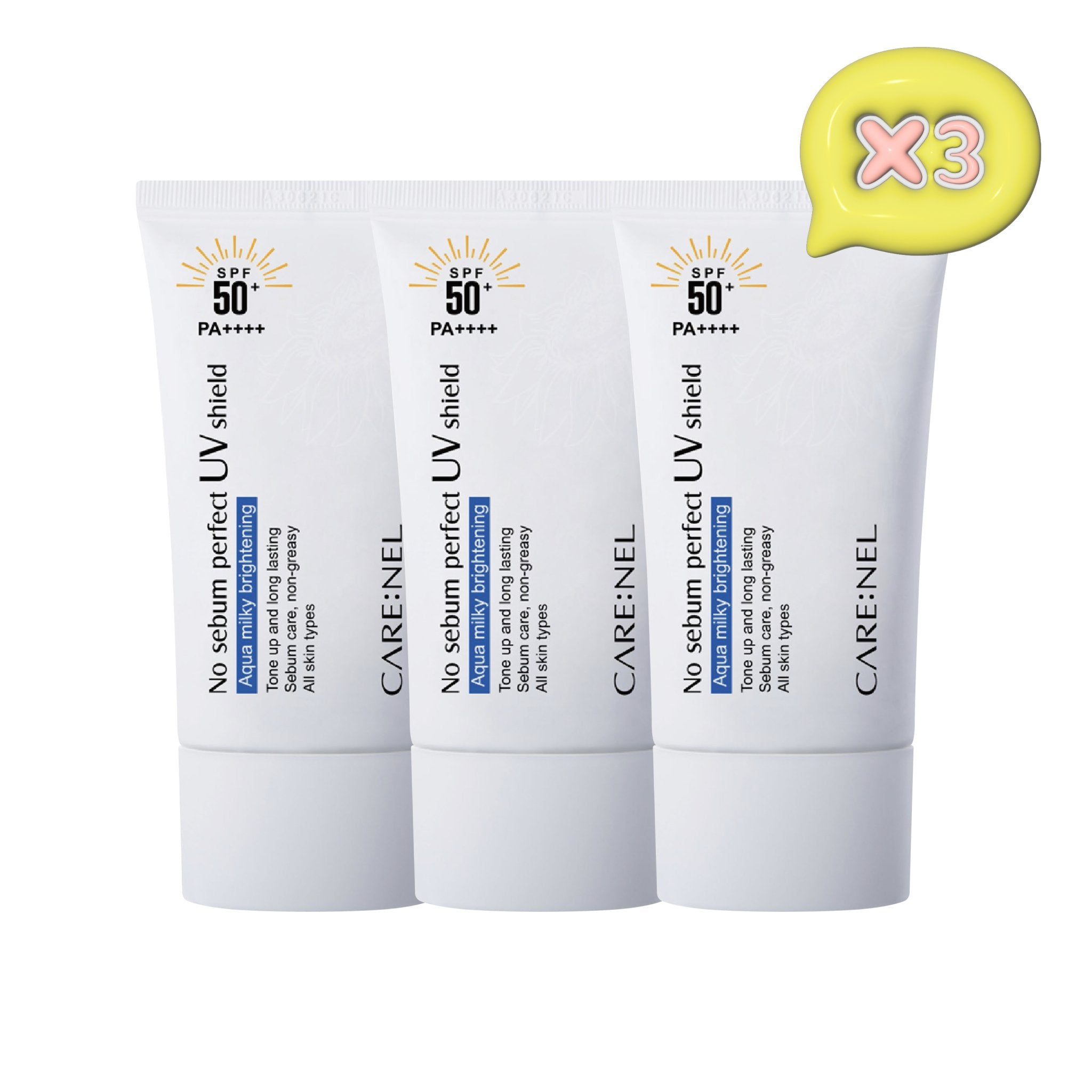 CARENEL No sebum perfect UV shield SPF 50+ / PA++++ 50ml x3 - K-Beauty In House