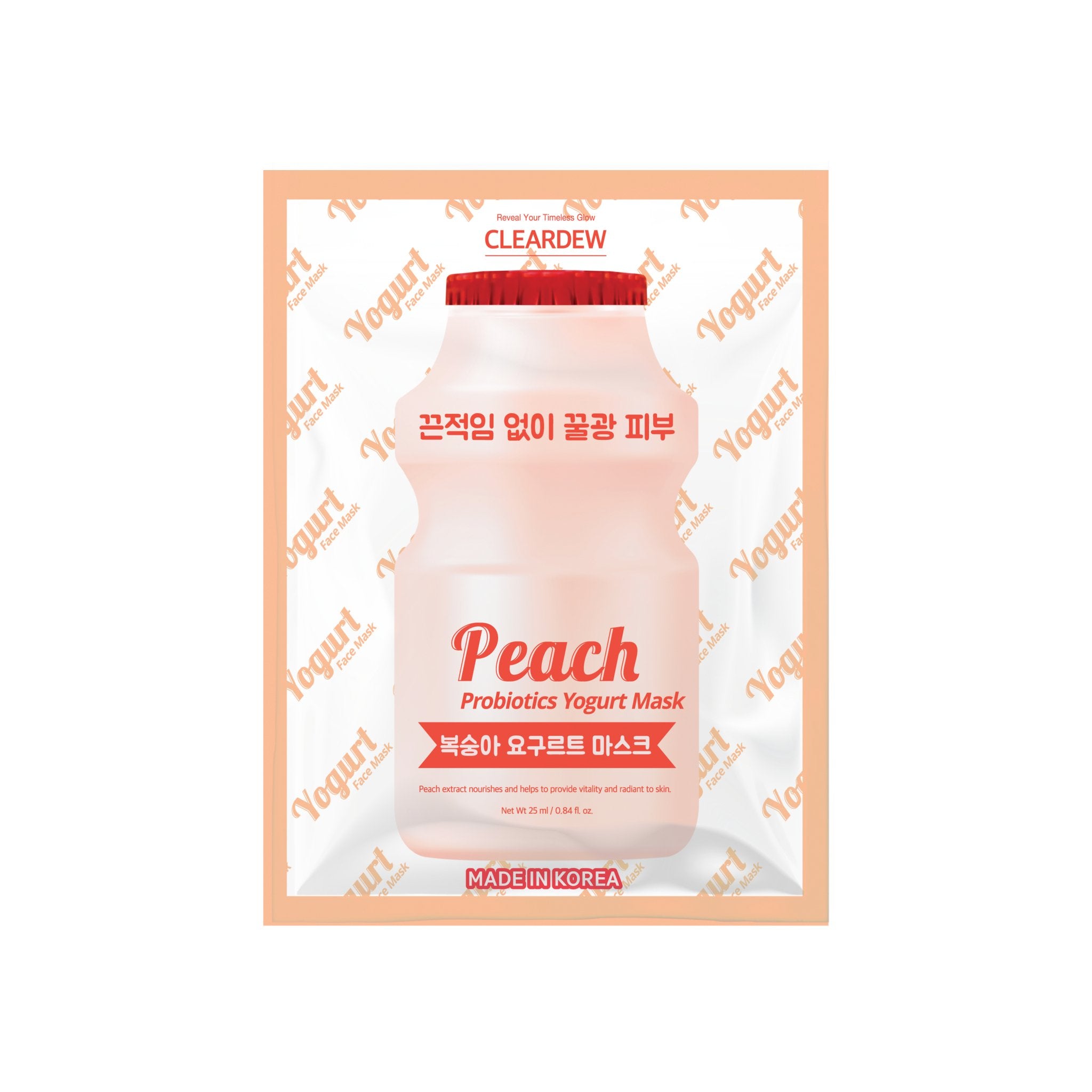 CLEARDEW Peach Probiotics Yogurt Mask 1pack(6Sheets) - K-Beauty In House