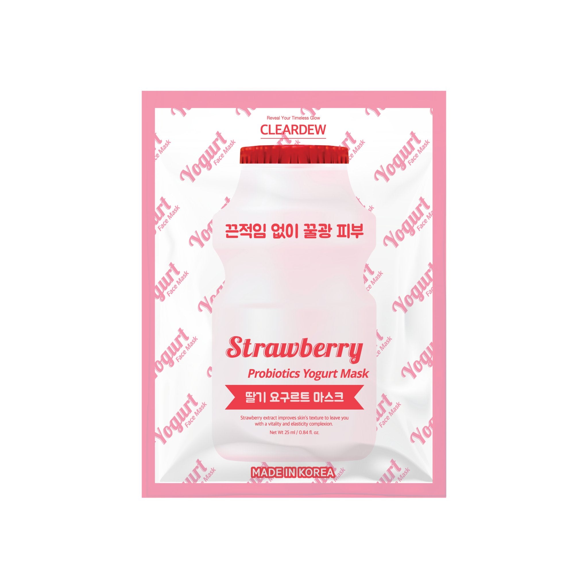 CLEARDEW Strawberry Probiotics Yogurt Mask 1pack(6Sheets) - K-Beauty In House