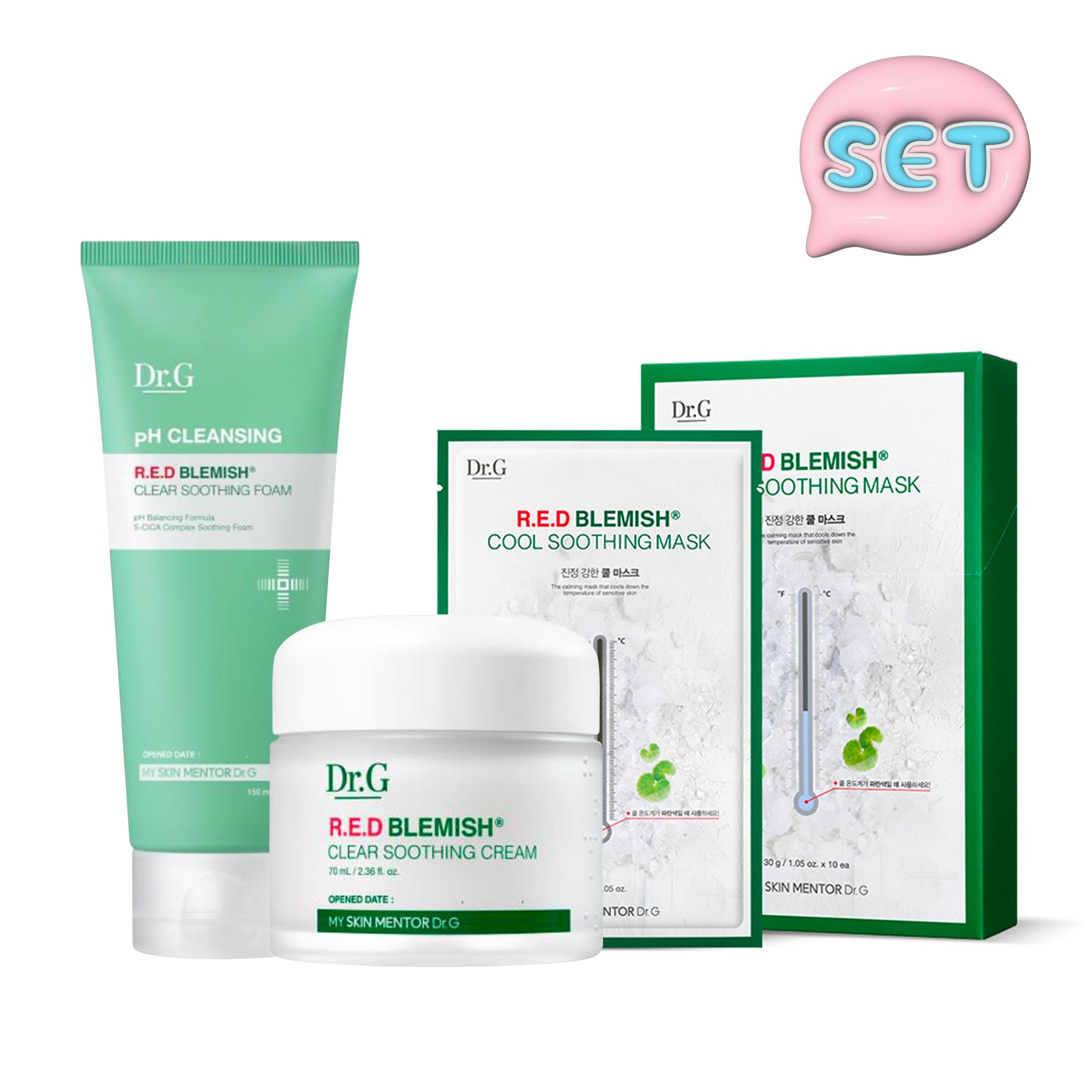 Dr.G R.E.D Blemish Clear Soothing Cream & Foam & Mask Set - K-Beauty In House