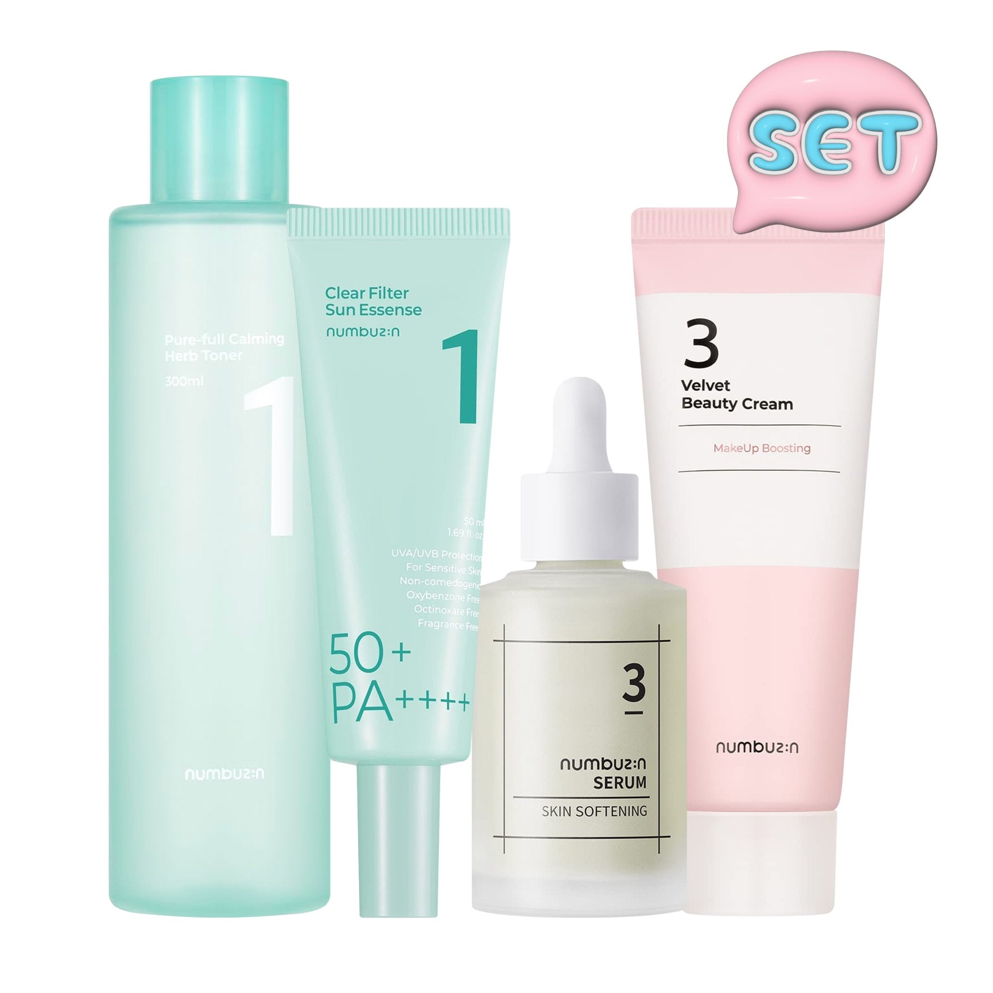 NUMBUZIN No.1 No.3 Toner Serum Cream Sunscreen Set - K - Beauty In House