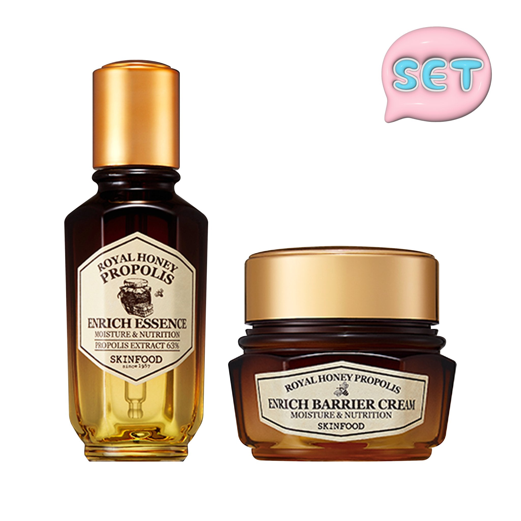 SKINFOOD Royal Honey Propolis Enrich Barrier Essence & Barrier Cream SET - K-Beauty In House