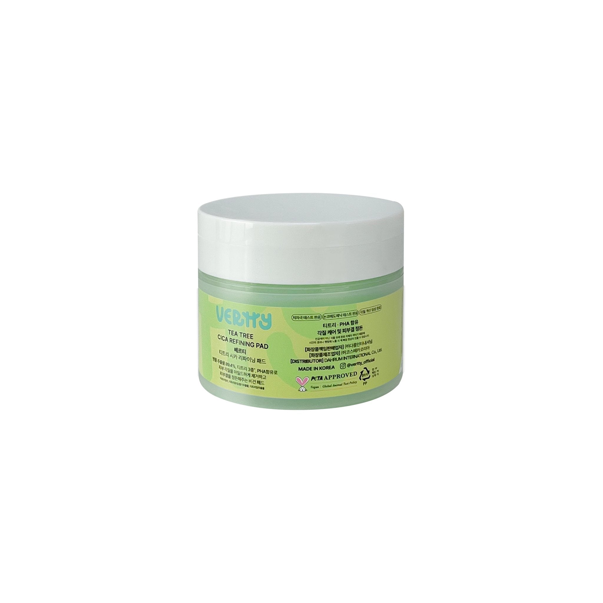 VERTTY Teatree Cica Refining Pad 50EA 130ml - K-Beauty In House